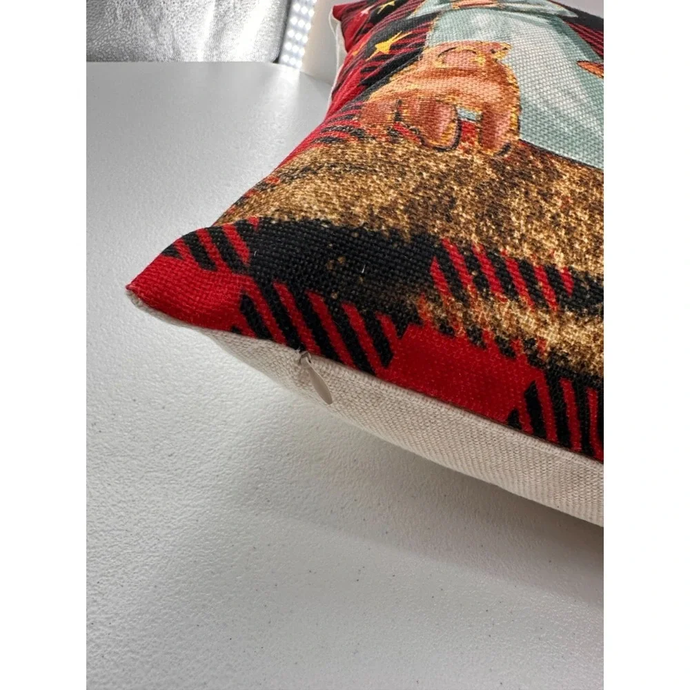 Nativity Scene Throw Pillow‎ Buffalo Plaid Star Zipper Closure Christmas 18